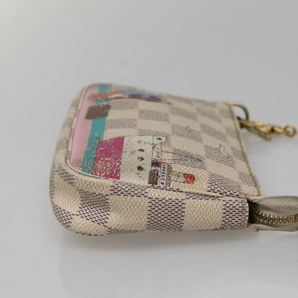 LOUIS VUITTON Damier Azur Mini Pochette Accessoires Pouch N41669 LV Auth 142332 - Picture 6 of 16